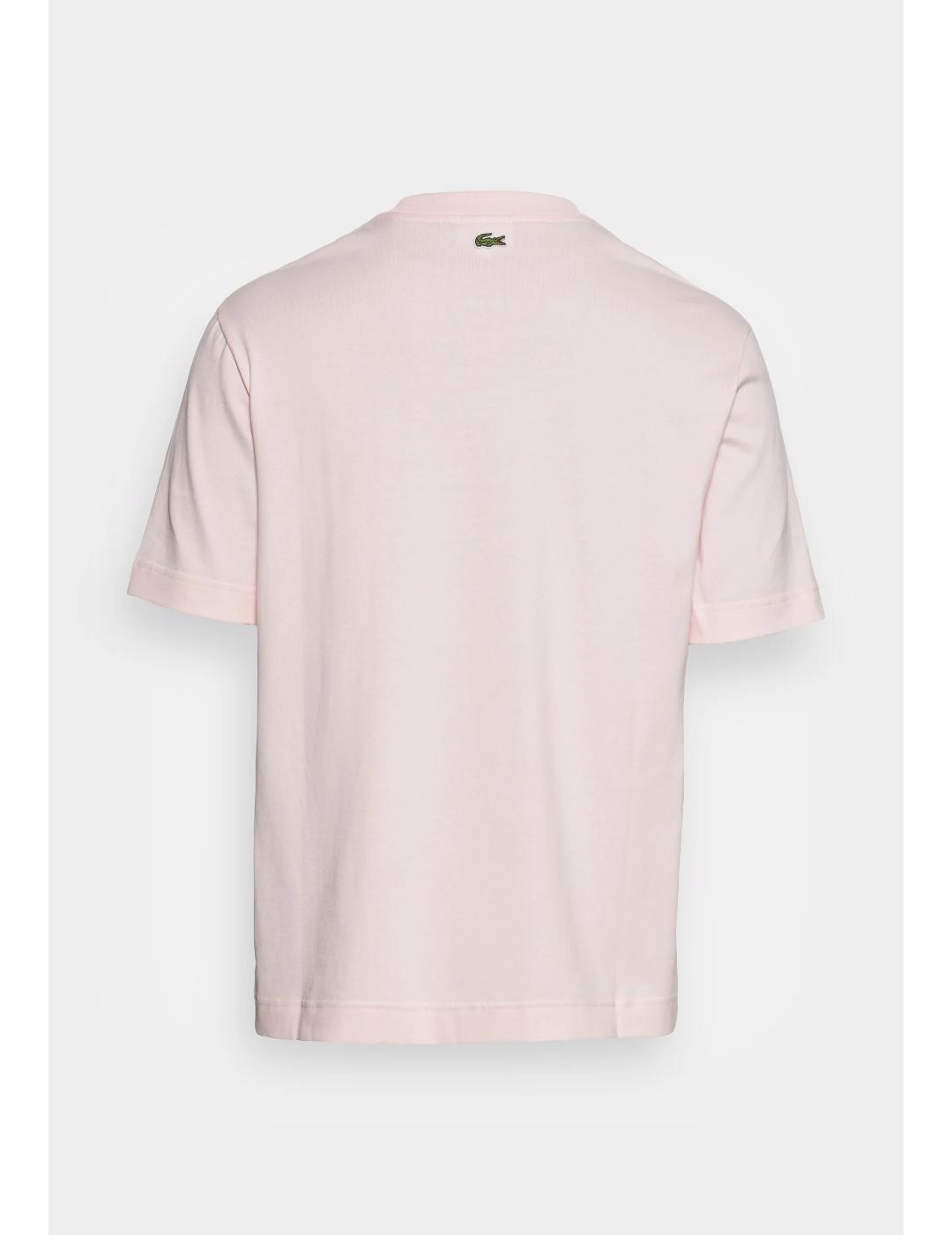 Camiseta Lacoste rosa logo grande para hombre