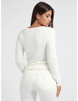 Sueter Guess blanco roto con perlas para mujer