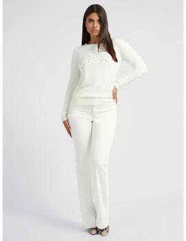 Sueter Guess blanco roto con perlas para mujer