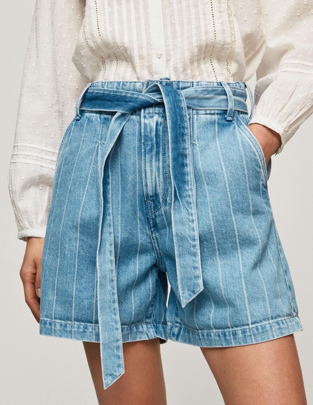 SHORT DENIM ESTAMPADO RAYAS MUJER PEPE JEANS KAYLEE STRIPE