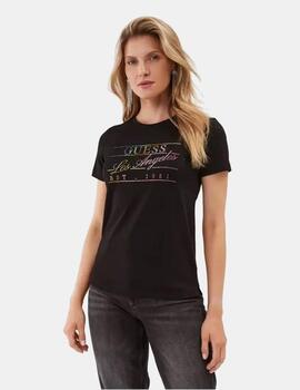 Camiseta Guess Rainbow negra para mujer