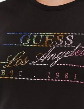 Camiseta Guess Rainbow negra para mujer