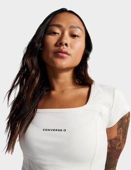 Camiseta Converse Wordmark Corset Top Blanco Mujer
