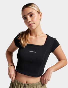 Camiseta Converse Wordmark Corset Top Negro Mujer