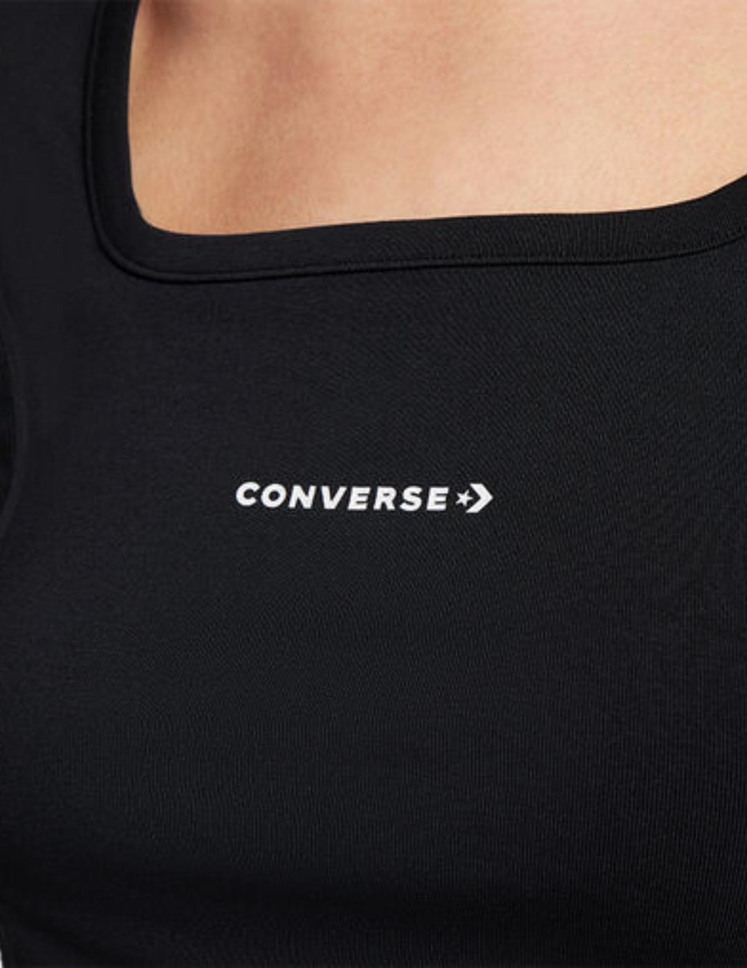 Camiseta Converse Wordmark Corset Top Negro Mujer