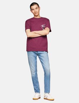 Camiseta Tommy Jeans hombre morada con logo blanco