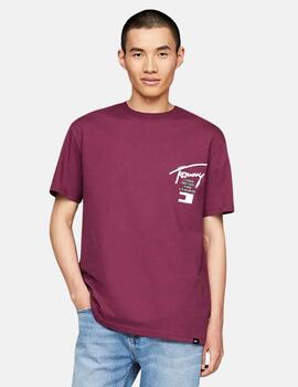 Camiseta Tommy Jeans hombre morada con logo blanco