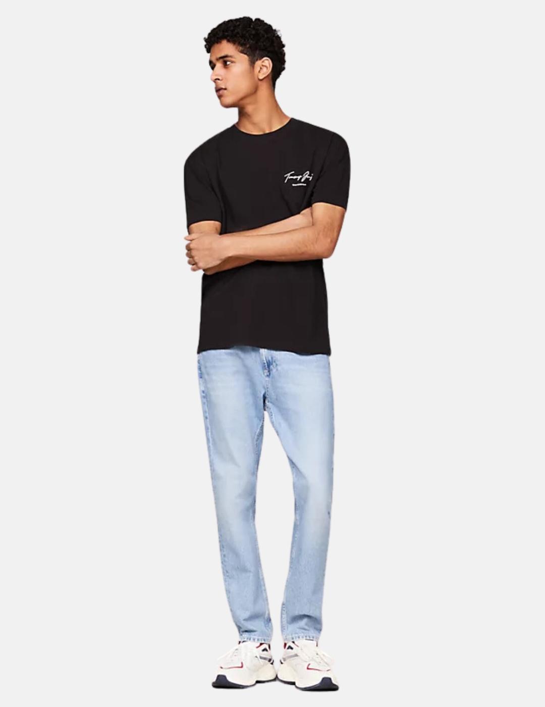 Camiseta Tommy Jeans hombre negra loco fino en blanco