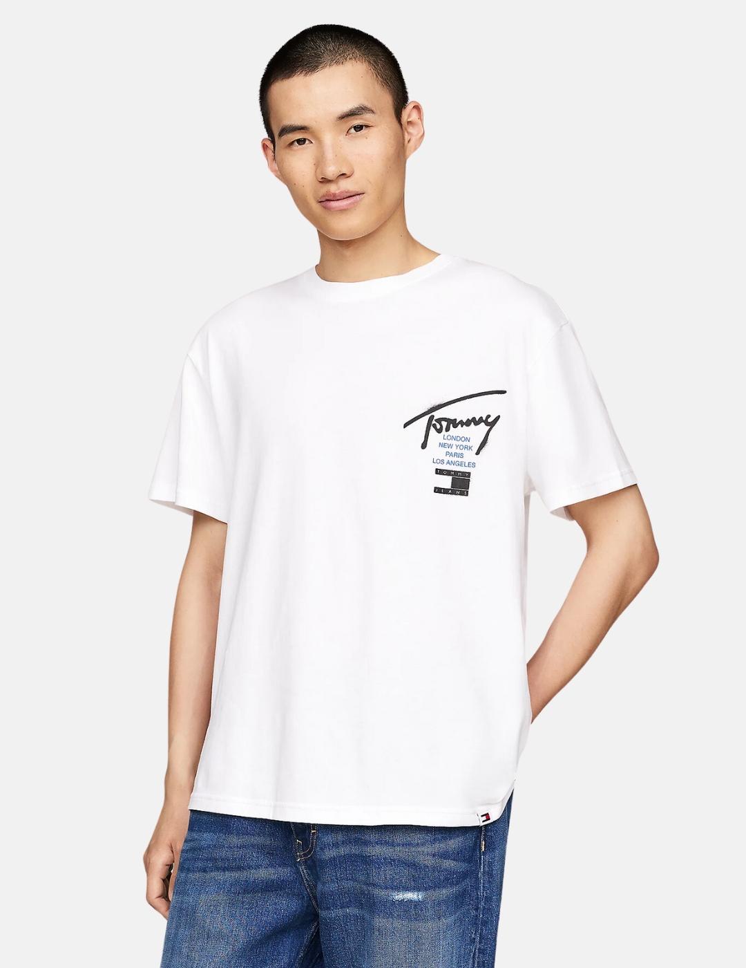 Camiseta Tommy Jeans hombre blanca con logo negro