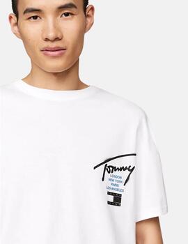 Camiseta Tommy Jeans hombre blanca con logo negro