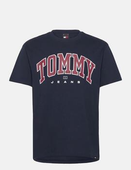 Camiseta Tommy Jeans hombre marino maxilogo rojo