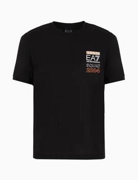 Camiseta EA7 negra line orange hombre