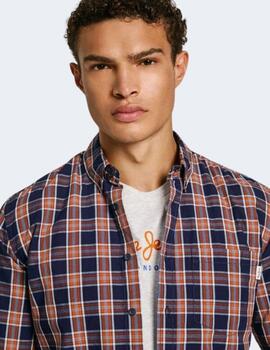 Camisa Pepe Jeans Hombre Morgan Cuadros Marino