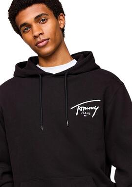 Sudadera Tommy negra con logo espalda grande hombr