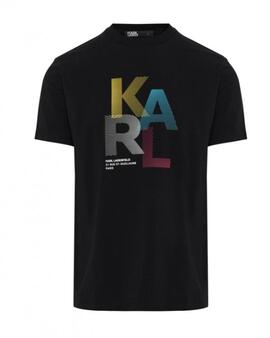 Camiseta Karl Lagerfeld negra logo 4color hombre