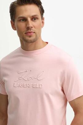 Camiseta Karl Lagerfeld rosa logo bordado hombre