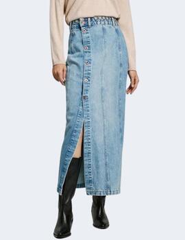 Falda Pepe Jeans Mujer Denim Midi Skirt UHW Embro