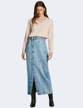 Falda Pepe Jeans Mujer Denim Midi Skirt UHW Embro