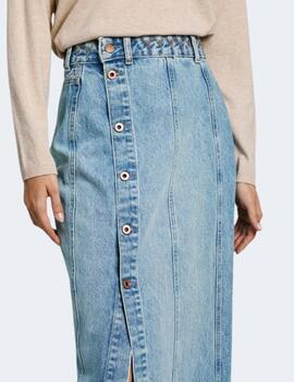 Falda Pepe Jeans Mujer Denim Midi Skirt UHW Embro