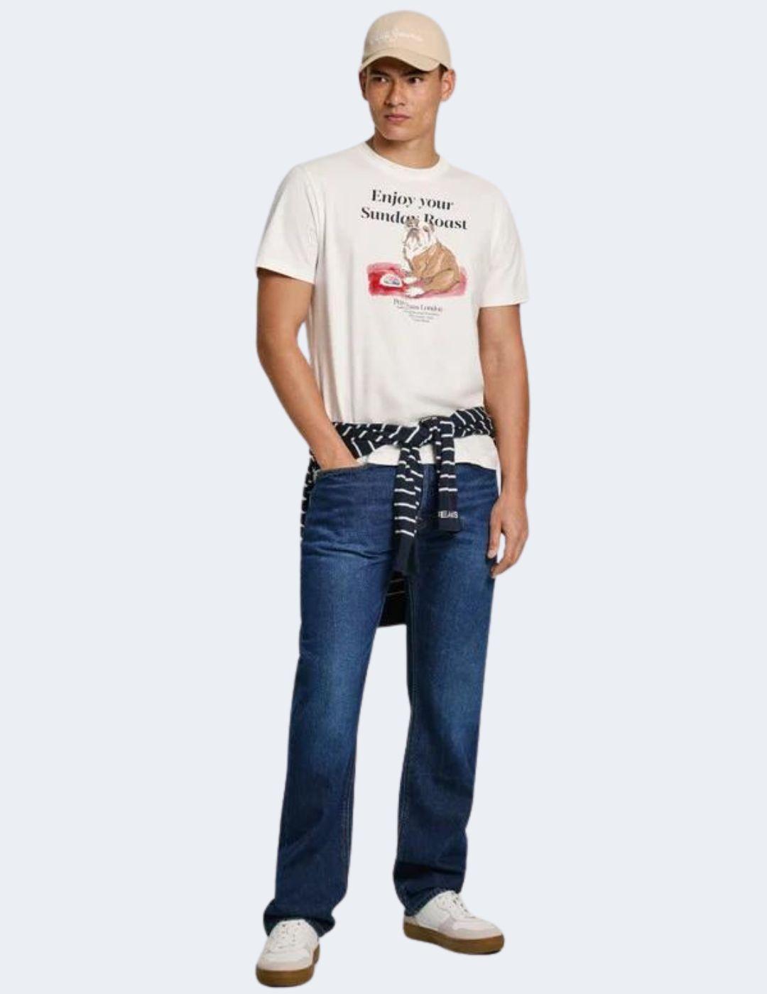 Camiseta Pepe Jeans Hombre Blanca rota Axel Tee