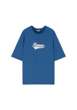 Camiseta Barrow azul logo beige unisex