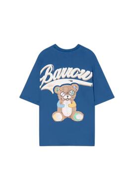 Camiseta Barrow azul logo beige unisex