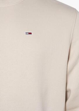 Sudadera Tommy Jeans beige basica hombre