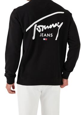 Sudadera Tommy Jeans negra logo espalda hombre