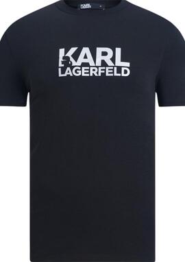 Camiseta Karl Lagerfeld negra logo plateado hombre