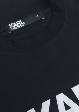 Camiseta Karl Lagerfeld negra logo plateado hombre