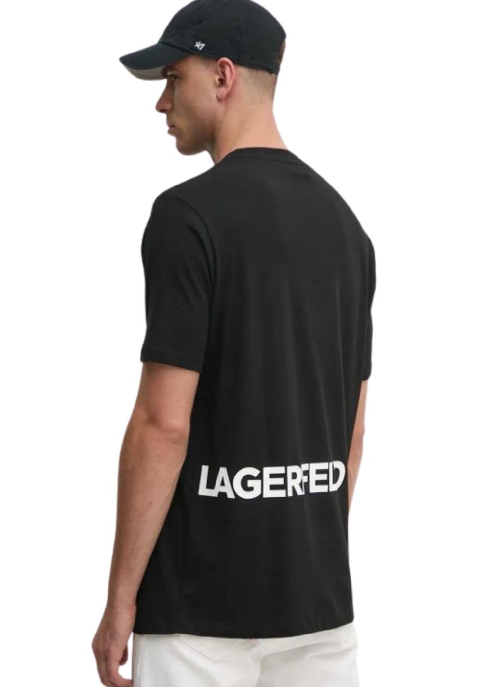 Camiseta Karl Lagerfeld negra logo blanco hombre