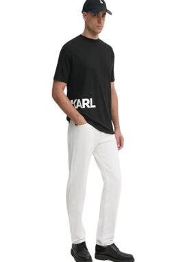 Camiseta Karl Lagerfeld negra logo blanco hombre