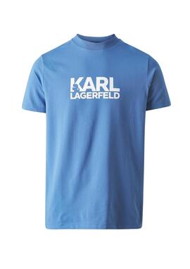 Camiseta Karl Lagerfeld azul logo blaco hombre