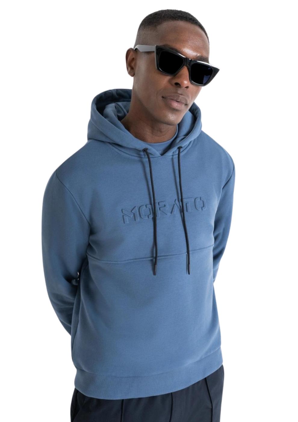 Sudadera Antony Morato azul capucha logo 3D hombre