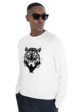 Sudadera Antony Morato blanca trigre blue hombre