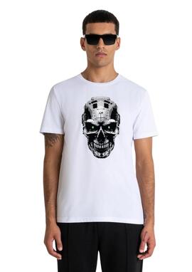 Camiseta Antony Morato blanca metal calavera hombr