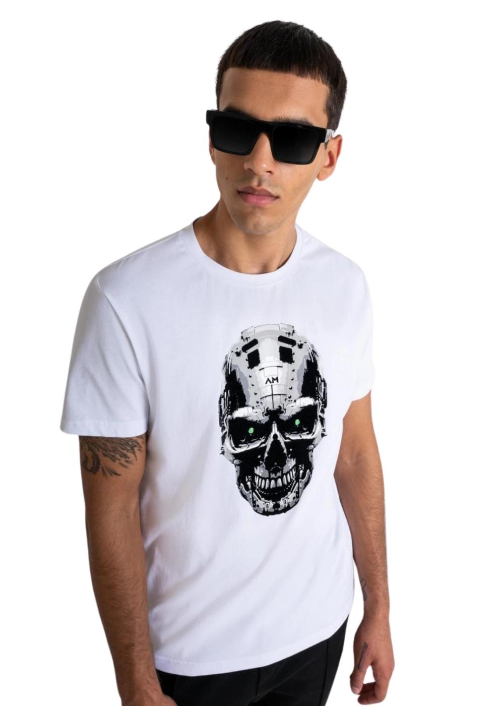 Camiseta Antony Morato blanca metal calavera hombr