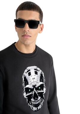 Sudadera Antony Morato negra metal calavera hombre