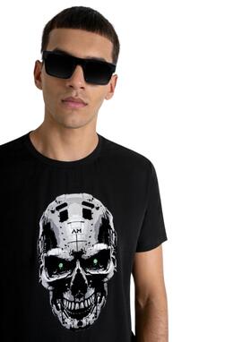 Camiseta Antony Morato negra metal calavera hombre