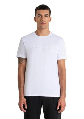 Camiseta Antony Morato blanca logo engomado hombre