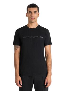 Camiseta Antony Morato negro logo engomado hombre