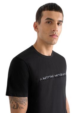 Camiseta Antony Morato negro logo engomado hombre