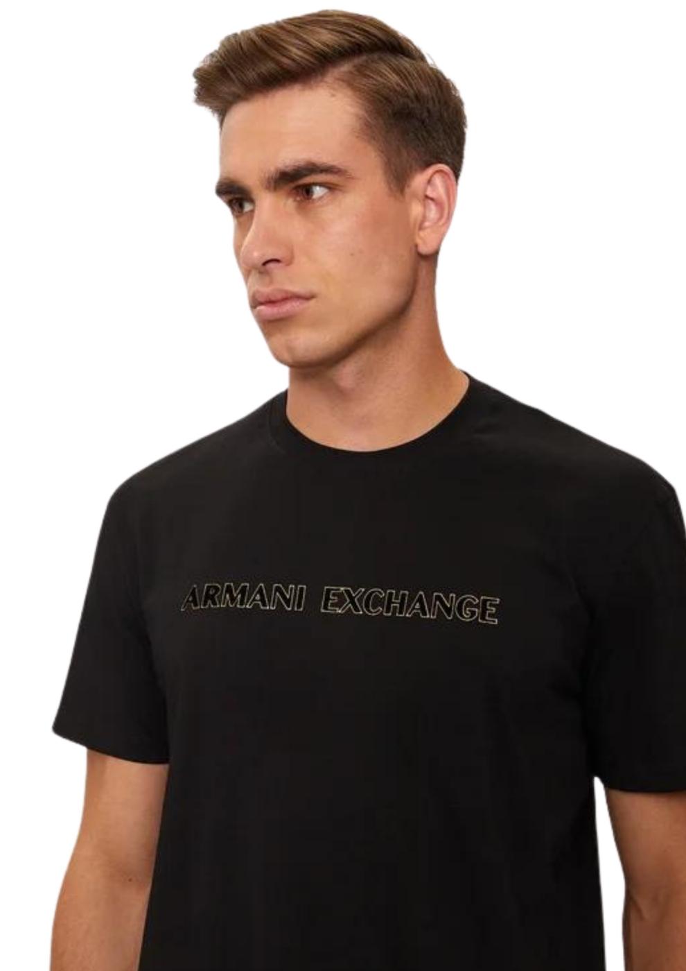 Camiseta Armani Exchange negra/dorado fino hombre