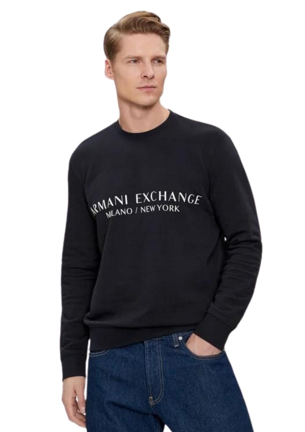 Sudadera Armani Exchange azul logo blanco hombre