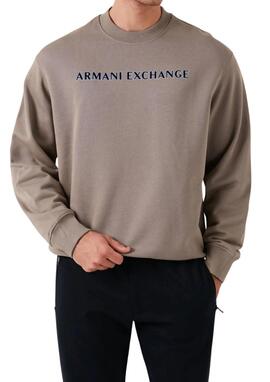 Sudadera Armani Exchange marron logo hombre