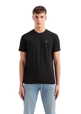 Camiseta Armani Exchange negra chapa basica hombre