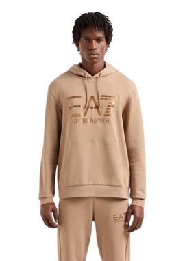 Sudadera EA7 marron logo dorado hombre