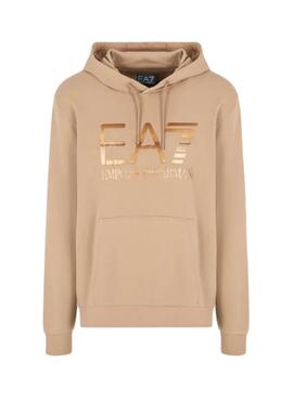 Sudadera EA7 marron logo dorado hombre