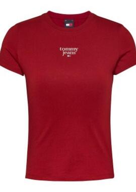 Camiseta Tommy Jeans Granate Logo Centro Mujer