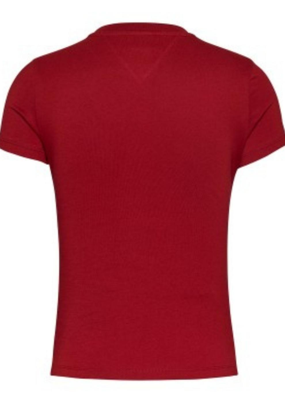 Camiseta Tommy Jeans Granate Logo Centro Mujer